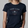 2 mujer en camiseta azul navy surf detalle
