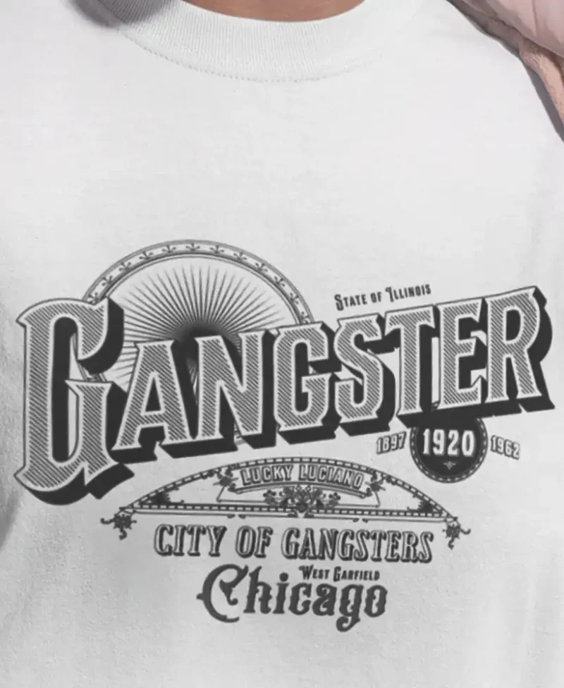 disseño en camiseta color blanco con diseño gangster