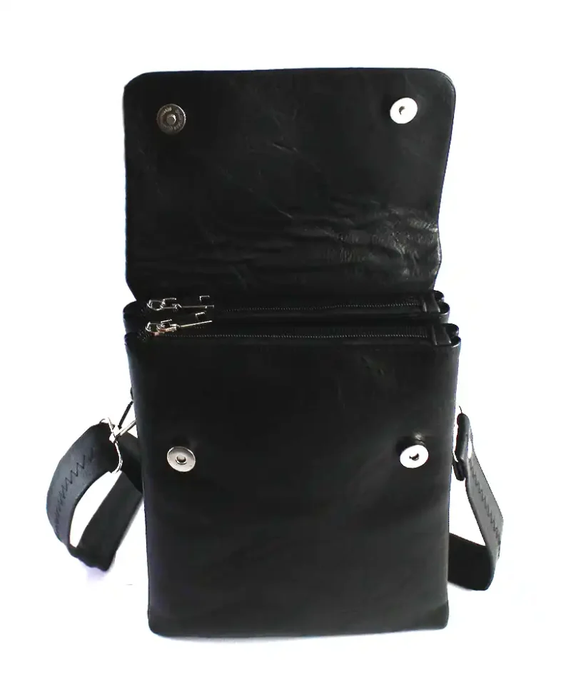 BOLSO para hombre o mujer NEGRO CON DOS CREMALLERAS front 3