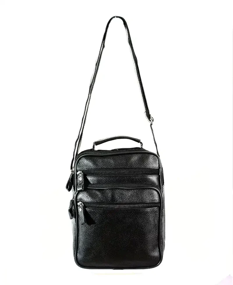 bolso negro para hombre o mujer con cuatro cremalleras frontal