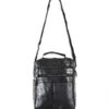 bolso negro para hombre o mujer con cuatro cremalleras foto trasera