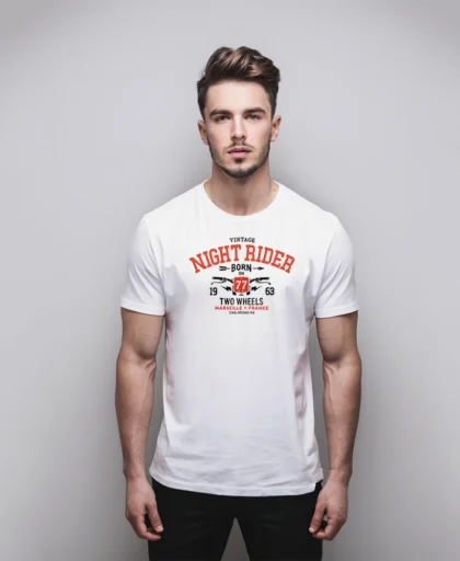 COLECCIÓN / HOMBRE - última Moda Urbana Streetwear de hombre HOMBRE EN CAMISETA blanca night rider