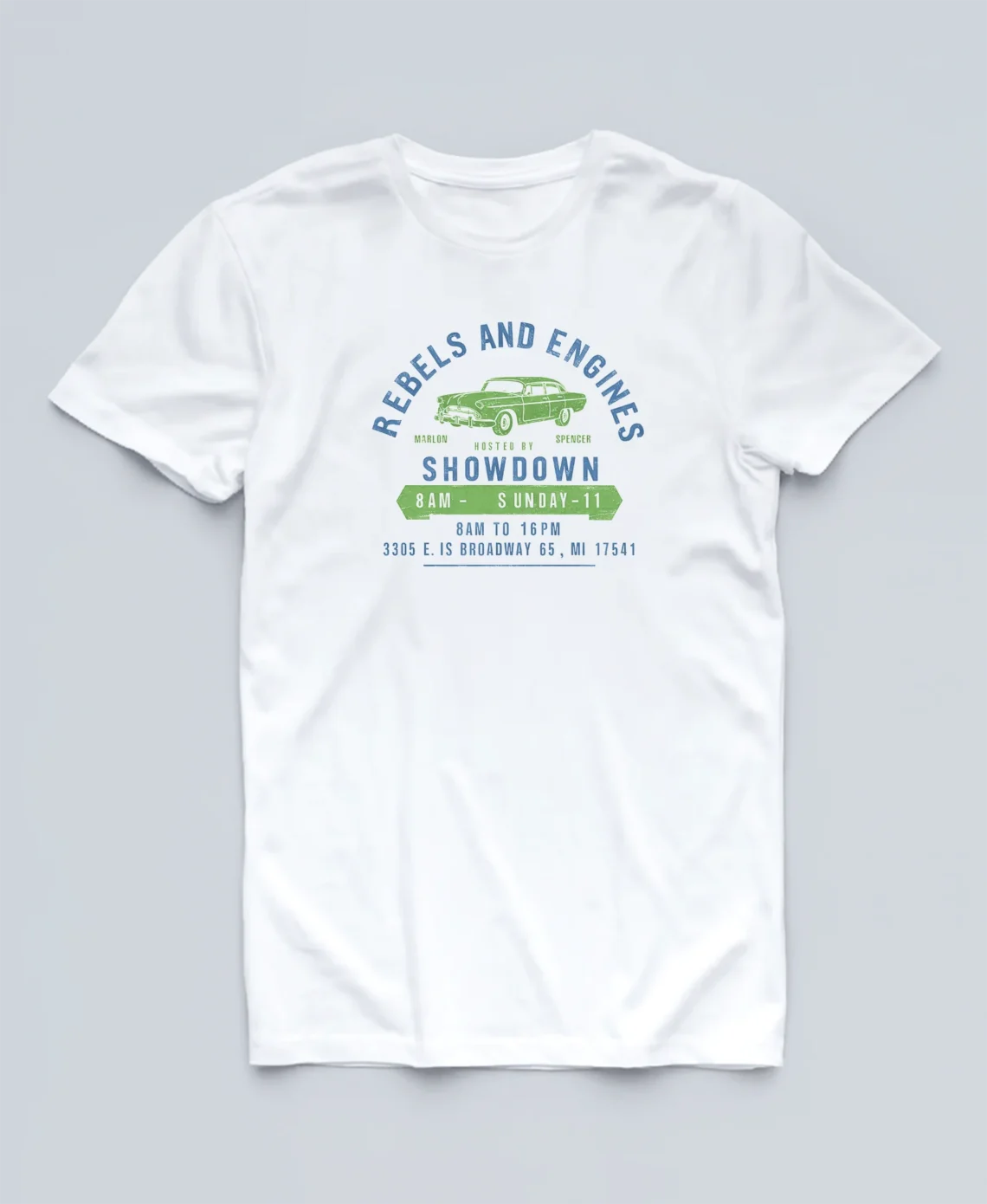 camiseta blanca con coche rebels camiseta blanca con coche rebels