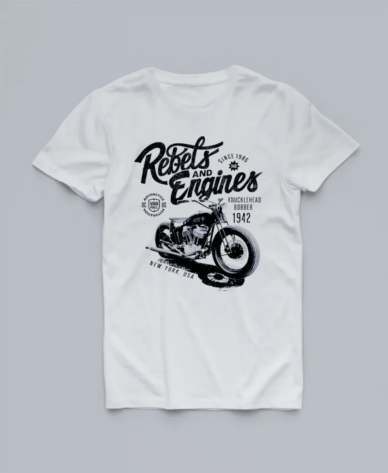 camiseta blanca con diseno motero