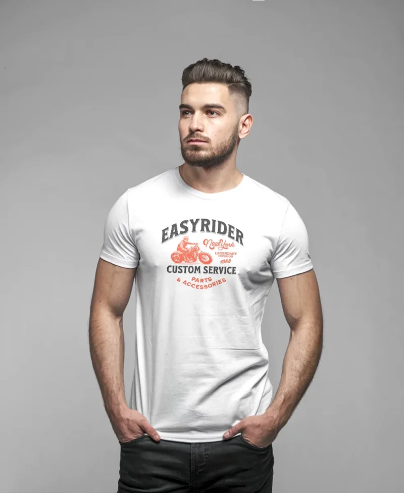 camiseta blanca con motivo easy rider motera 2