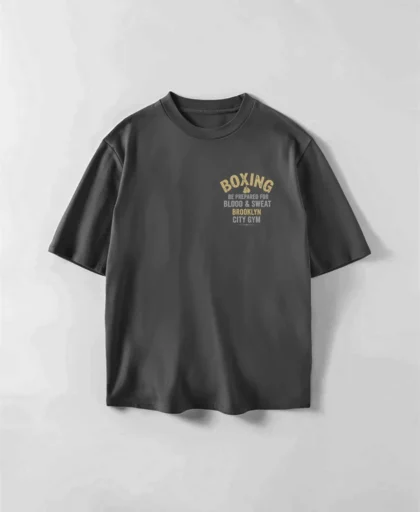 Novedades de Hombre en Ditesia.com | Moda Actual y Exclusiva camiseta de color gris con diseño boxin gym oversize frontal