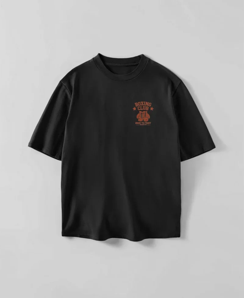 camiseta negra con diseño bros to fight box club de colo rojo