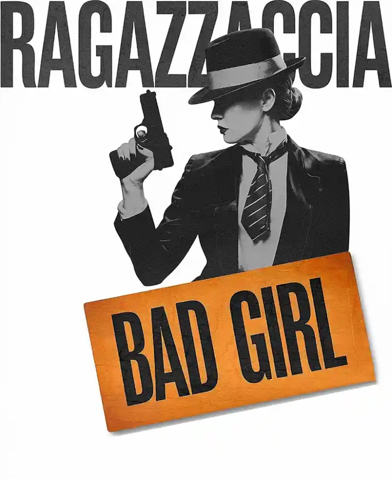 diseno en camiseta de color blanco con diseño bad girl , marca ragazzaccia
