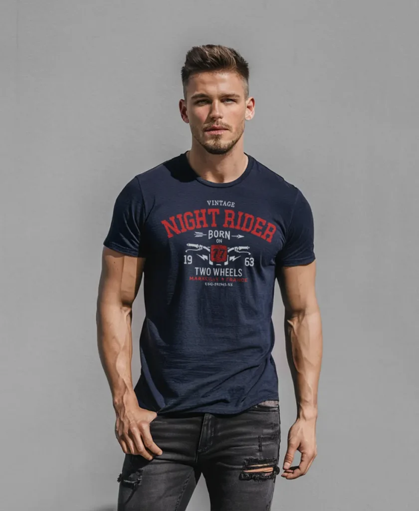 hombre en camiseta AZUL NAVY NIGHT RIDER