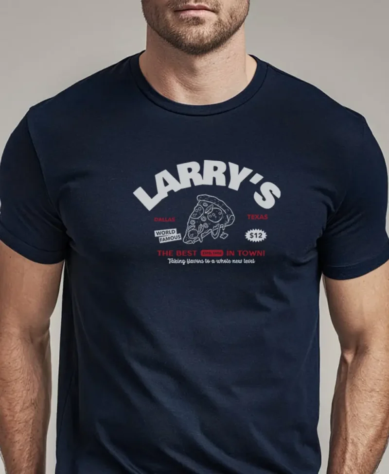 hombre en camiseta azul navy larrys detalle