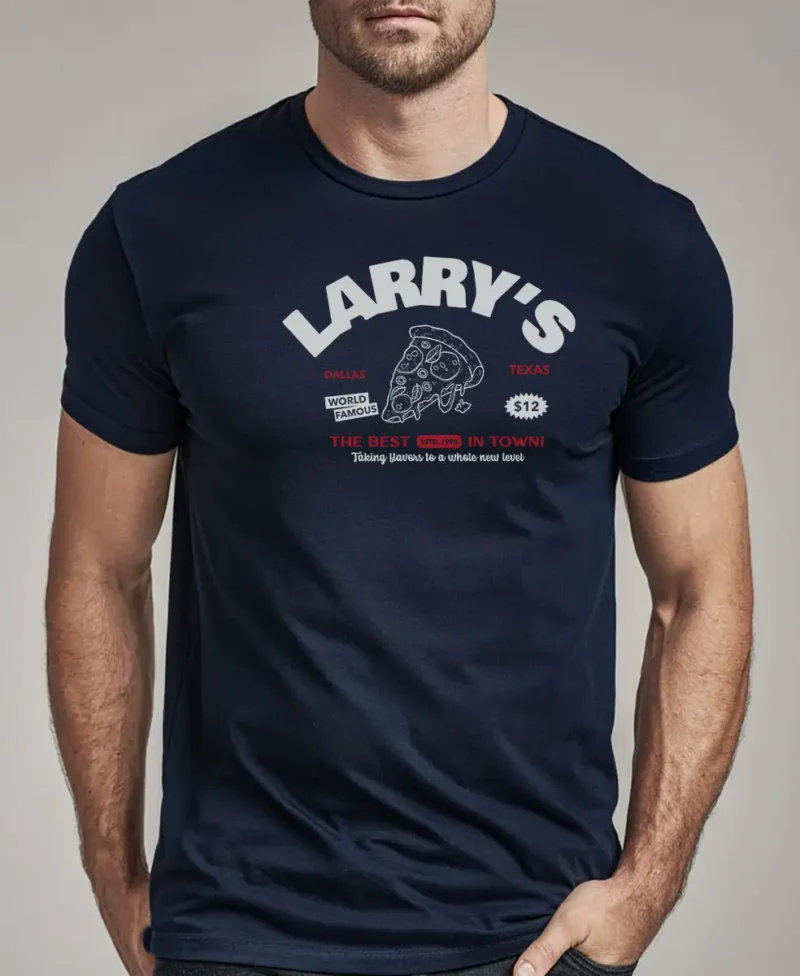hombre en camiseta azul navy larrys detalle