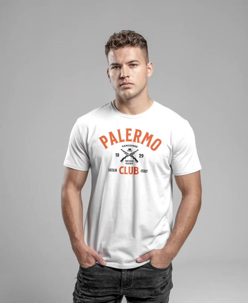hombre en camiseta blanca gangster