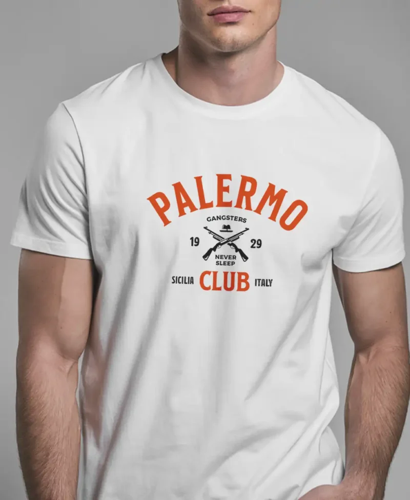 hombre en camiseta blanca gangster detalle