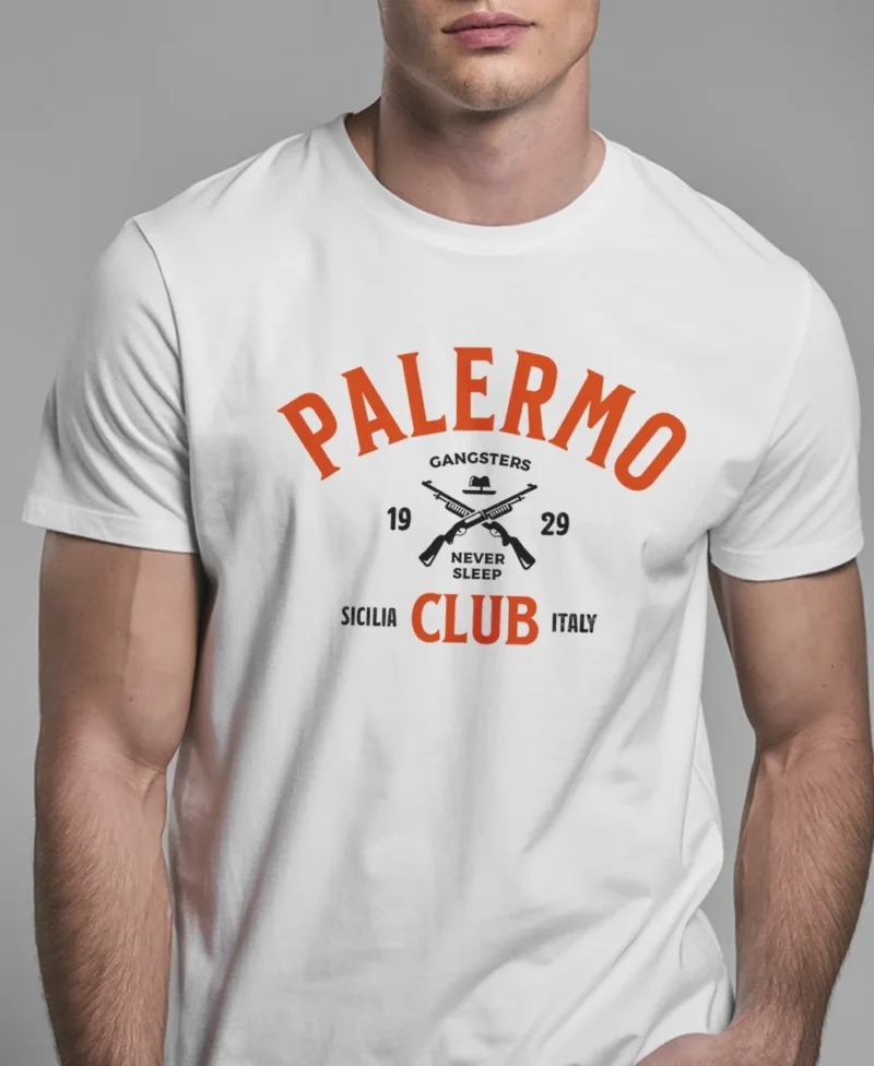 hombre en camiseta blanca gangster detalle