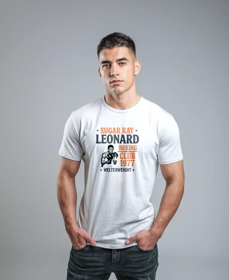 hombre en camiseta blanca leonard