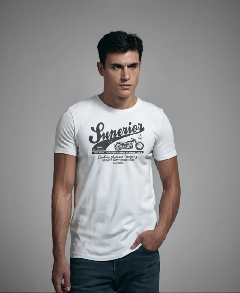 hombre en camiseta blanca motera