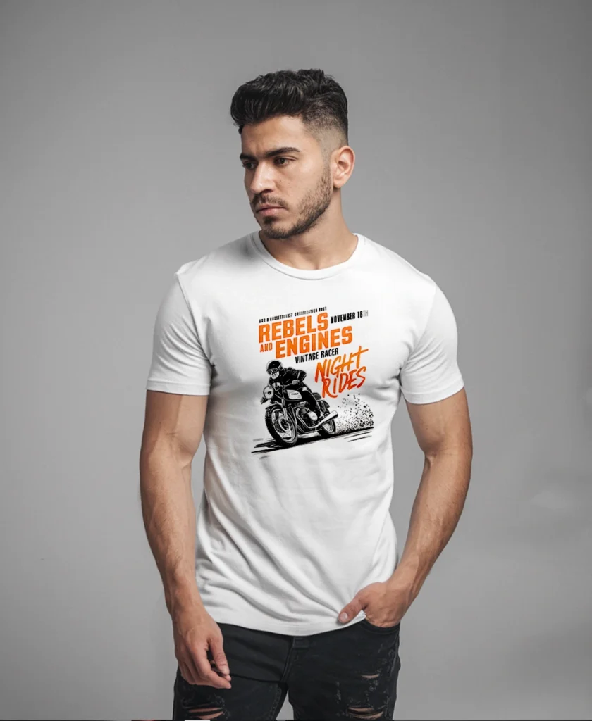 Blog hombre en camiseta blanca moto