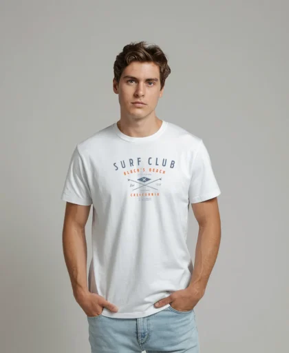 hombre en camiseta blanca surf