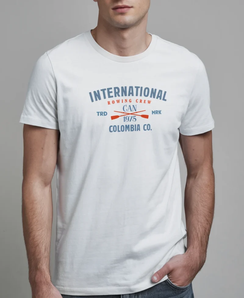 hombre en camiseta blanca y diseno detalle