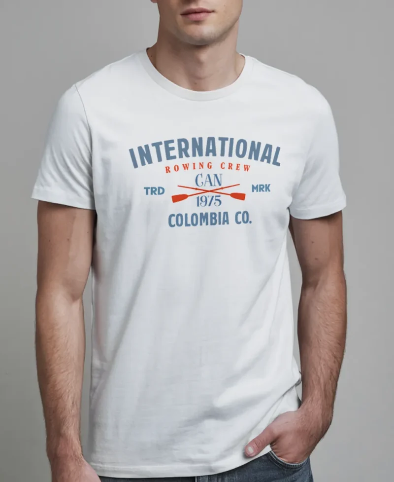 hombre en camiseta blanca y diseno detalle