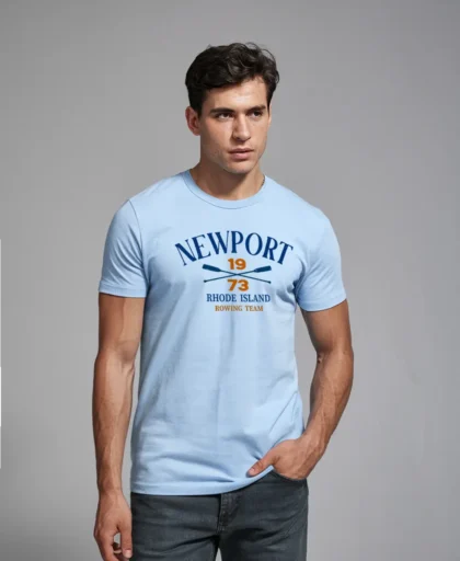 VINTAGE STUFF FOREVER - VSF Hombre | Crea outfits y looks vintage hombre en camiseta celeste NEEWPORT