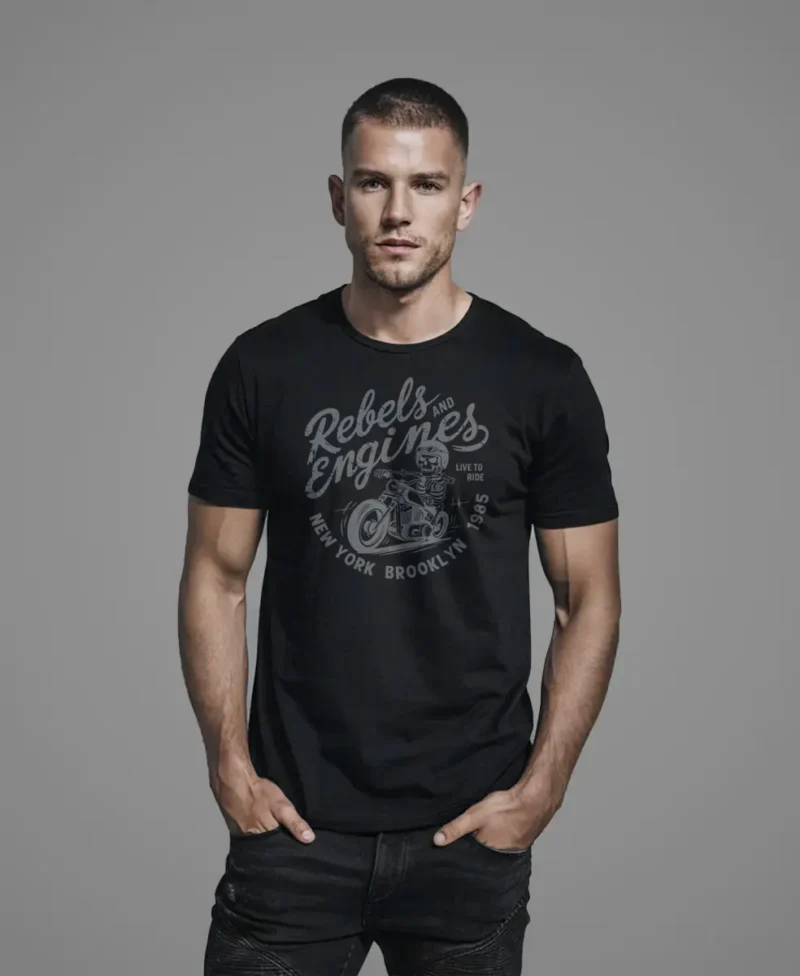 hombre en camiseta negra