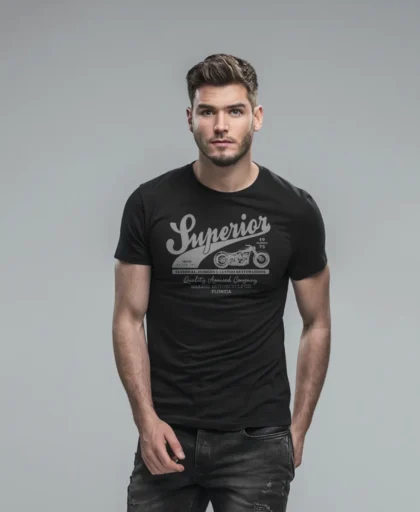 hombre en camiseta negra motera