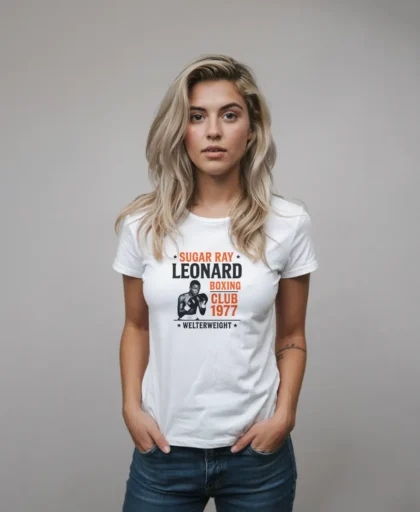 modelo en camiseta SUGAR RAY LEONARD