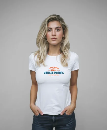 mujer modelo en camiseta blanca vintage
