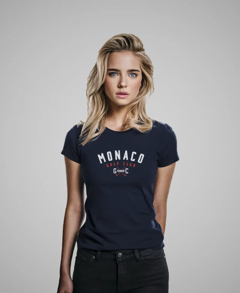 mujer modelo en camiseta navy monaco